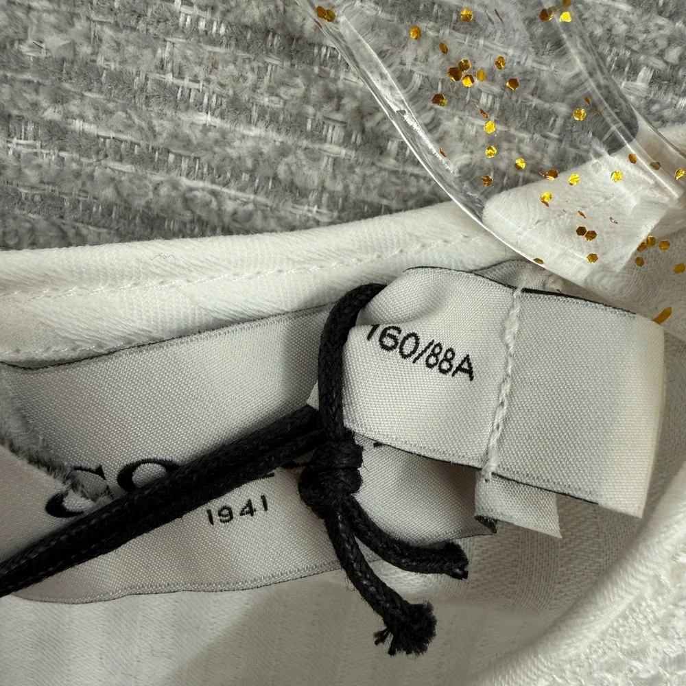 NWT Coach Sleeveless Cotton Silk Ruffle Top Size 4 Lace‎ Eyelet Studded Cottage